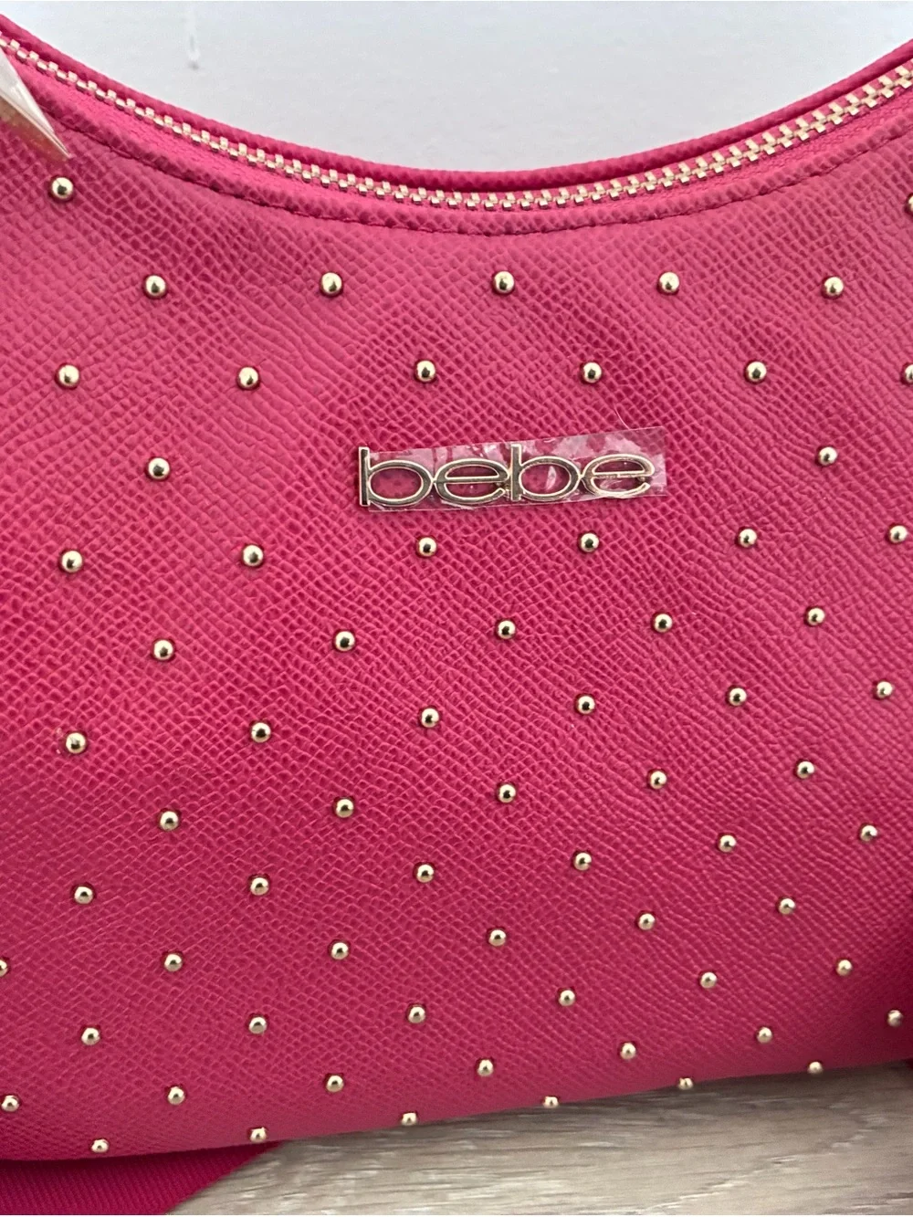 bebe Dark Pink Studded Crossbody Bag with Coin Pouch